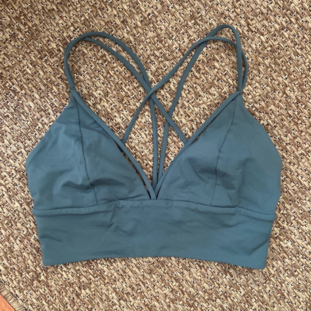 Lululemon Pushing Limits Dark Green Sports Bra 6